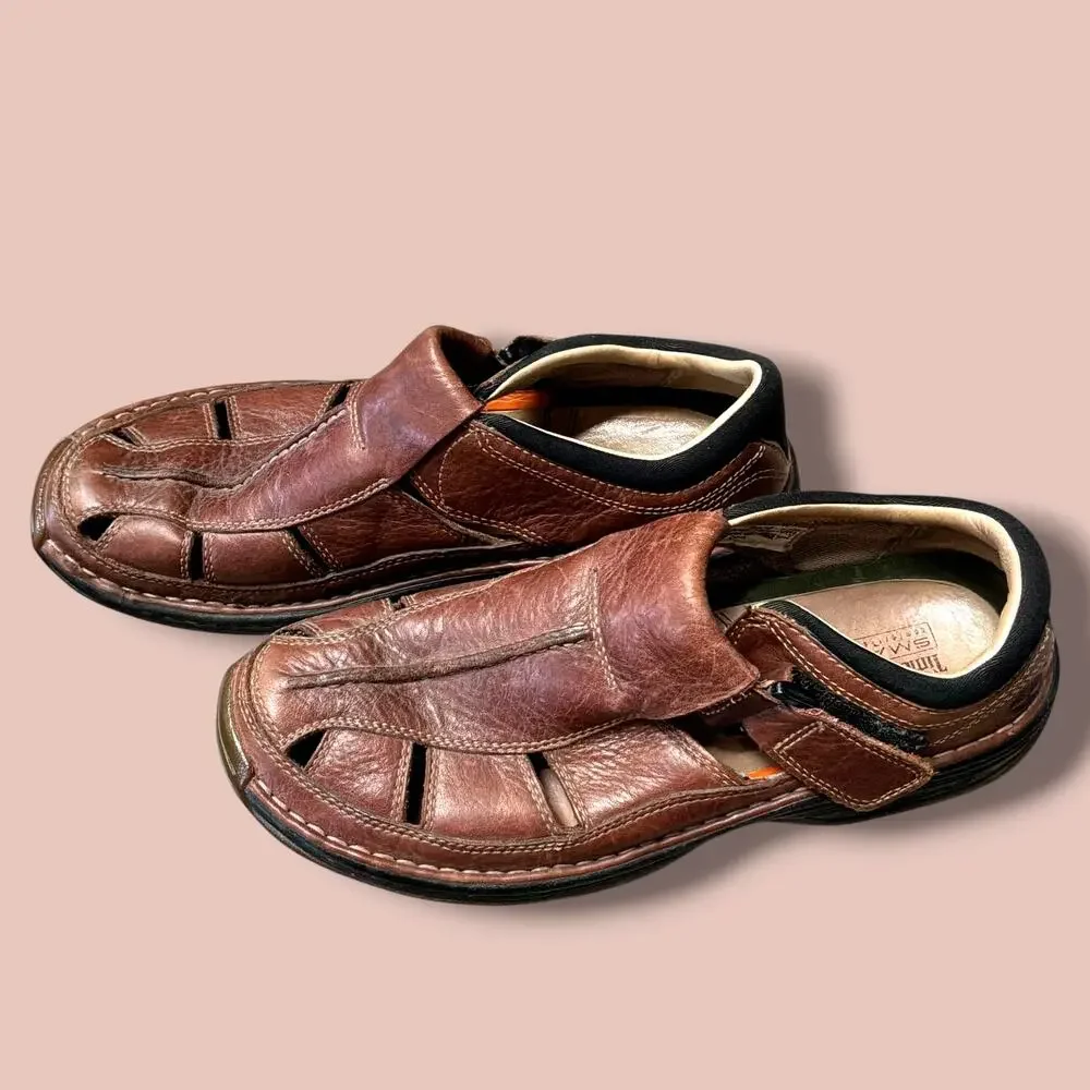 Men's TIMBERLAND Altamont Brown Leather Smart Comfort Fisherman Sandals EUC